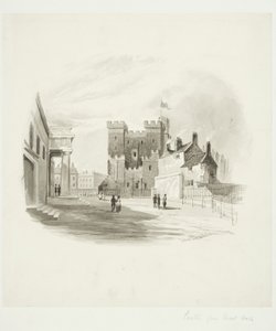 The Castle from County Court, Newcastle upon Tyne (akvarell på papir (limt på papir))